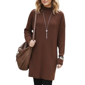 Abercrombie & Fitch Sweater Dress Academia Cozy Women L Cottage Lagenlook Brown